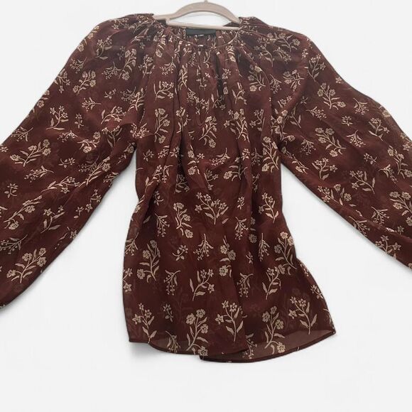 Nili Lotan 100% Silk Blossom Saint-Tropez Sheer Peasant Blouse – Boho Holiday XS - Picture 7 of 7